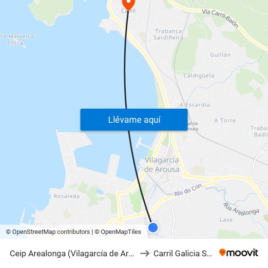 Ceip Arealonga (Vilagarcía de Arousa) to Carril Galicia Spain map