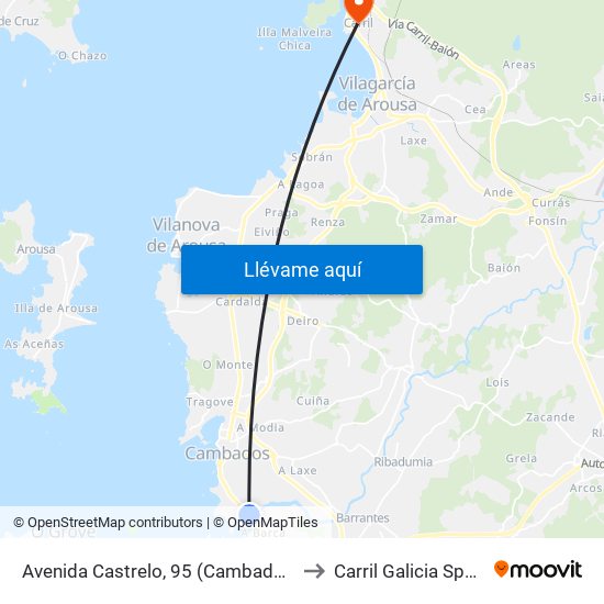 Avenida Castrelo, 95 (Cambados) to Carril Galicia Spain map