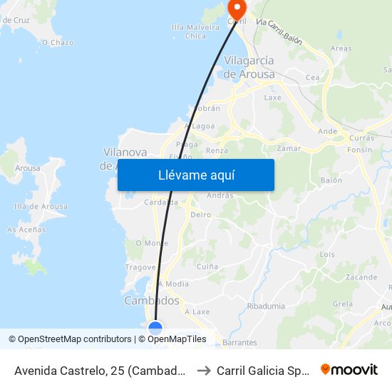 Avenida Castrelo, 25 (Cambados) to Carril Galicia Spain map