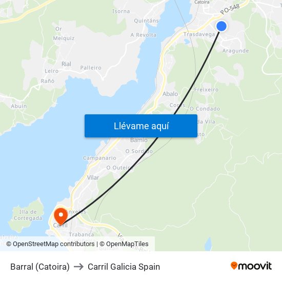 Barral (Catoira) to Carril Galicia Spain map