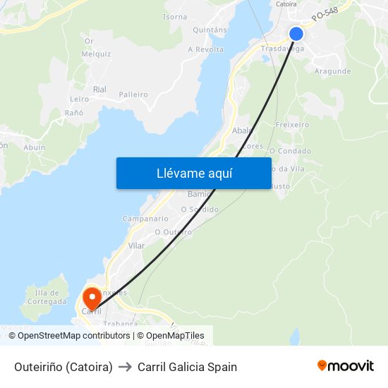 Outeiriño (Catoira) to Carril Galicia Spain map