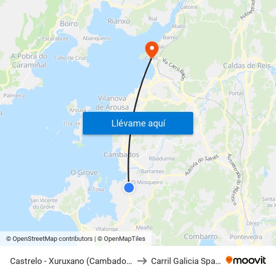 Castrelo - Xuruxano (Cambados) to Carril Galicia Spain map