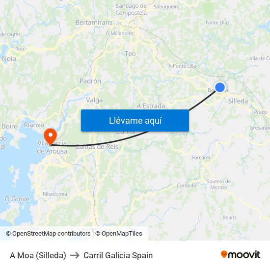 A Moa (Silleda) to Carril Galicia Spain map