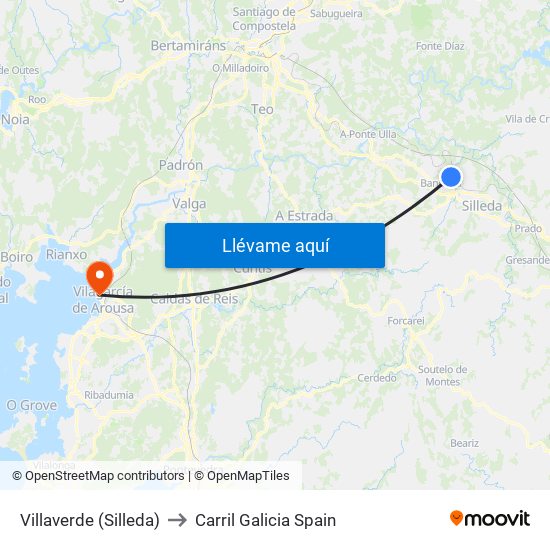 Villaverde (Silleda) to Carril Galicia Spain map