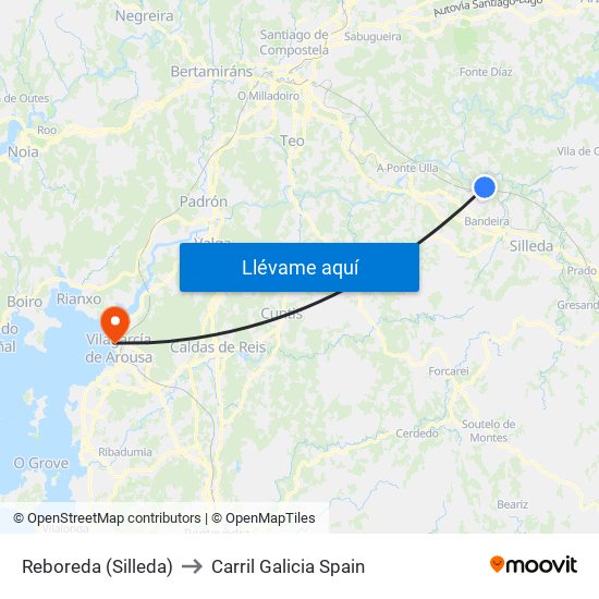 Reboreda (Silleda) to Carril Galicia Spain map
