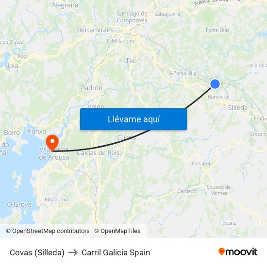 Covas (Silleda) to Carril Galicia Spain map