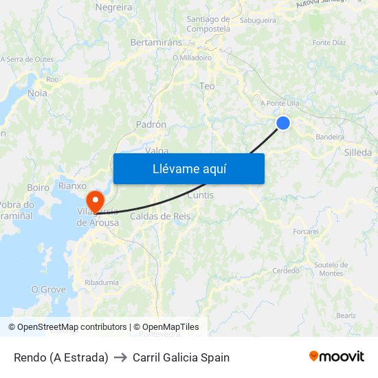 Rendo (A Estrada) to Carril Galicia Spain map