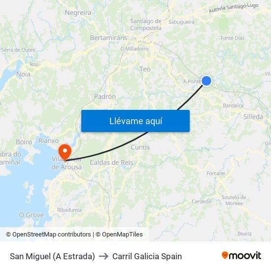 San Miguel (A Estrada) to Carril Galicia Spain map