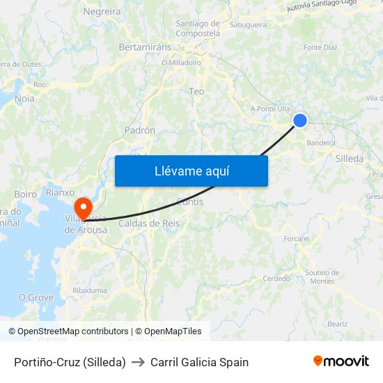 Portiño-Cruz (Silleda) to Carril Galicia Spain map