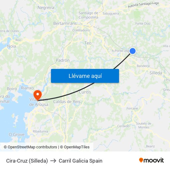 Cira-Cruz (Silleda) to Carril Galicia Spain map