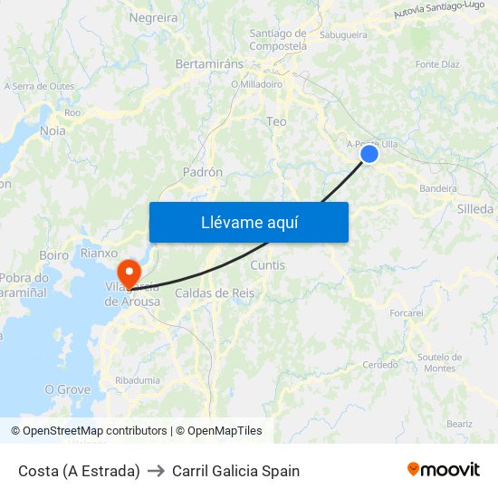 Costa (A Estrada) to Carril Galicia Spain map