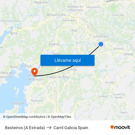 Besteiros (A Estrada) to Carril Galicia Spain map