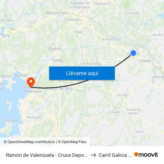 Ramón de Valenzuela - Cruce Deporte (Silleda) to Carril Galicia Spain map