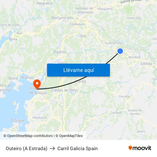 Outeiro (A Estrada) to Carril Galicia Spain map