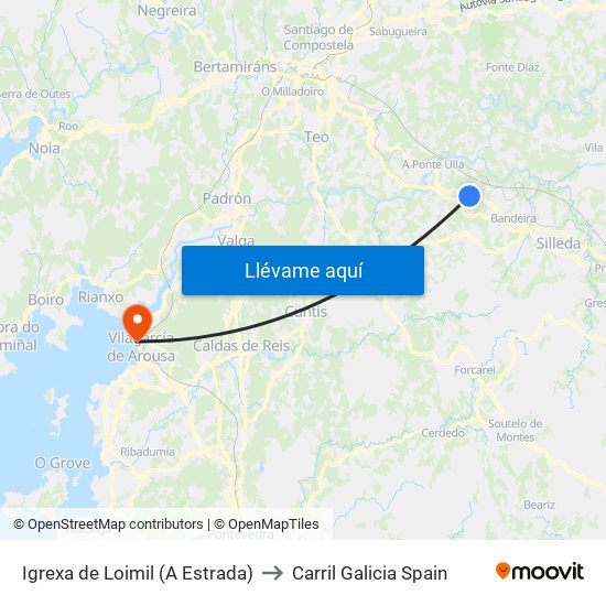 Igrexa de Loimil (A Estrada) to Carril Galicia Spain map