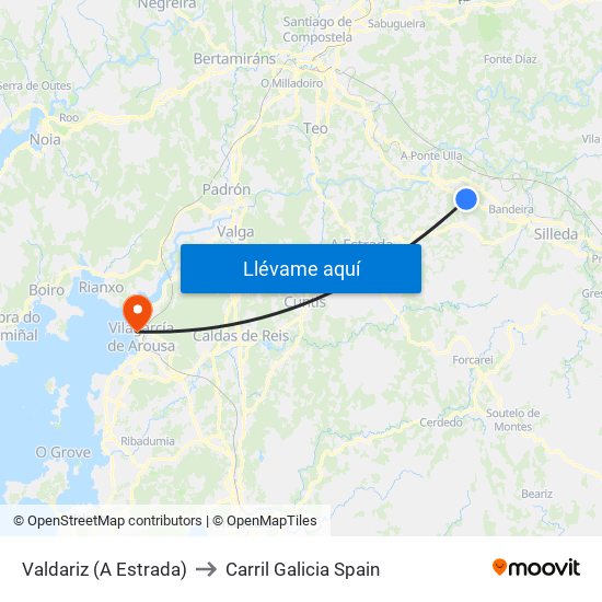 Valdariz (A Estrada) to Carril Galicia Spain map