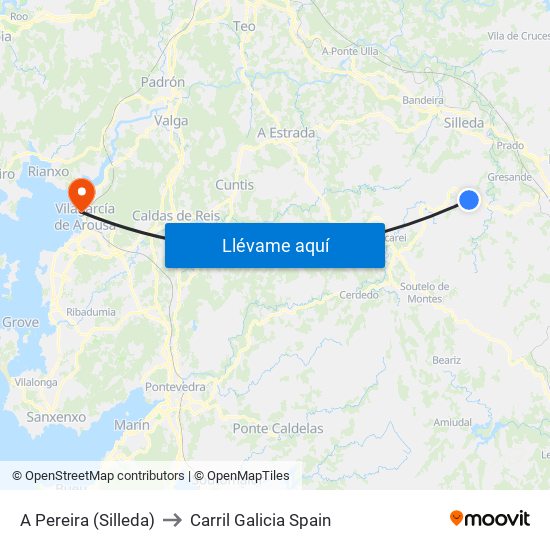 A Pereira (Silleda) to Carril Galicia Spain map