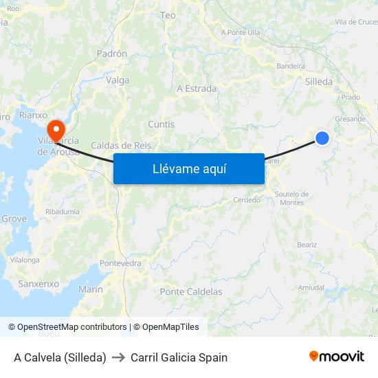 A Calvela (Silleda) to Carril Galicia Spain map