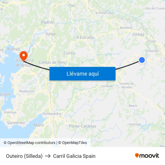 Outeiro (Silleda) to Carril Galicia Spain map