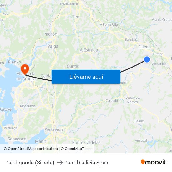 Cardigonde (Silleda) to Carril Galicia Spain map