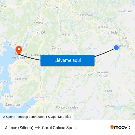 A Laxe (Silleda) to Carril Galicia Spain map