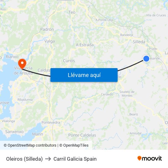 Oleiros (Silleda) to Carril Galicia Spain map