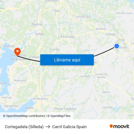 Cortegadela (Silleda) to Carril Galicia Spain map