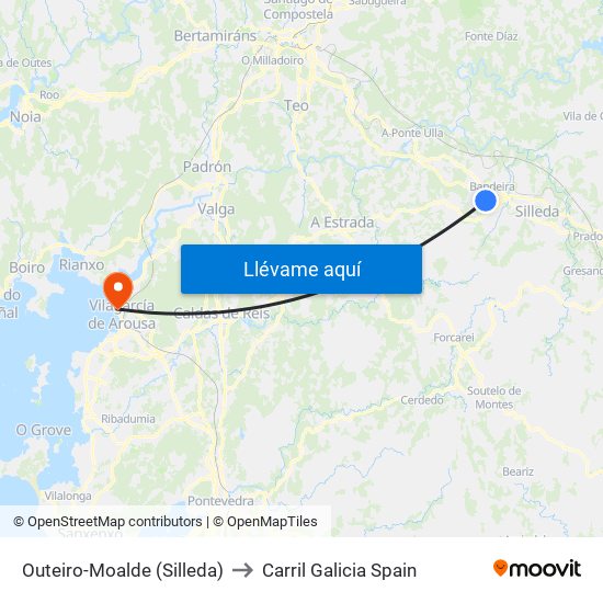 Outeiro-Moalde (Silleda) to Carril Galicia Spain map