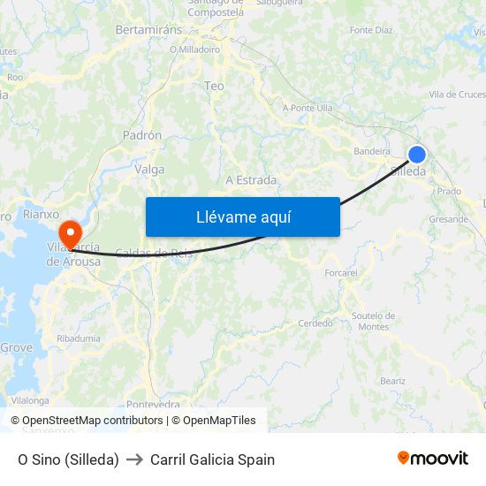 O Sino (Silleda) to Carril Galicia Spain map