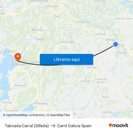 Taboada-Carral (Silleda) to Carril Galicia Spain map