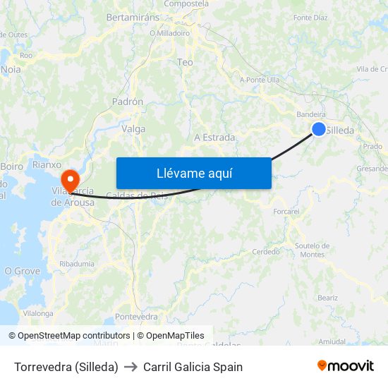 Torrevedra (Silleda) to Carril Galicia Spain map