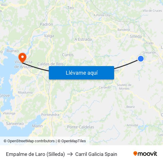 Empalme de Laro (Silleda) to Carril Galicia Spain map