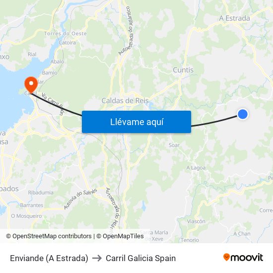 Enviande (A Estrada) to Carril Galicia Spain map