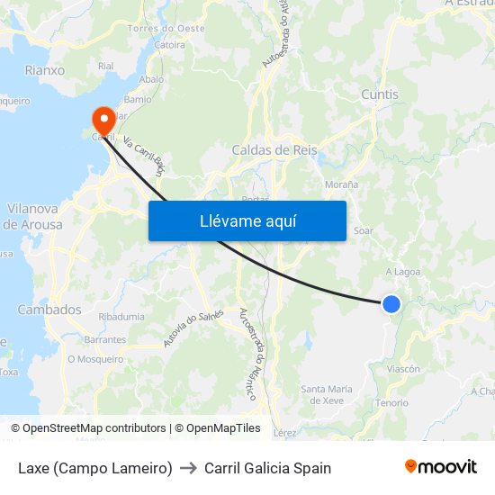 Laxe (Campo Lameiro) to Carril Galicia Spain map