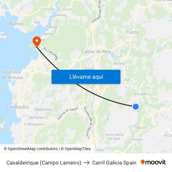 Casaldeirique (Campo Lameiro) to Carril Galicia Spain map