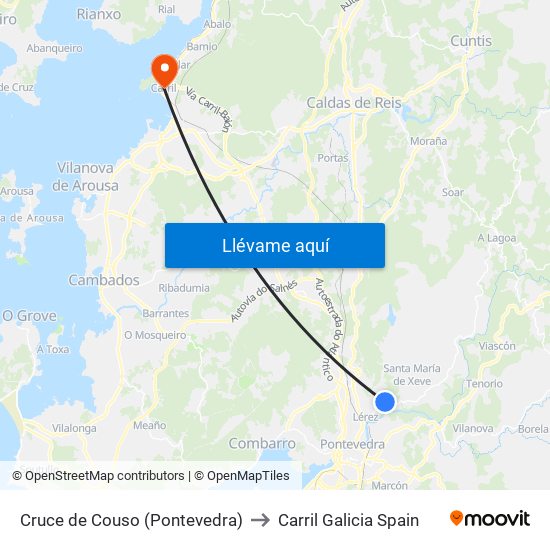 Cruce de Couso (Pontevedra) to Carril Galicia Spain map