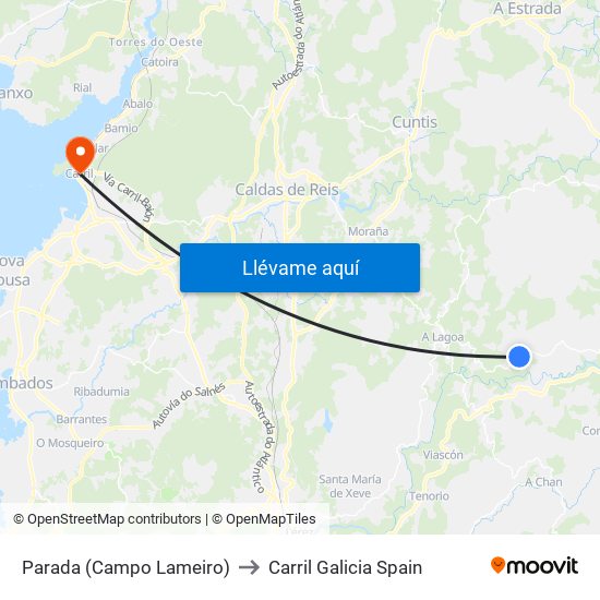 Parada (Campo Lameiro) to Carril Galicia Spain map