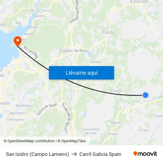 San Isidro (Campo Lameiro) to Carril Galicia Spain map