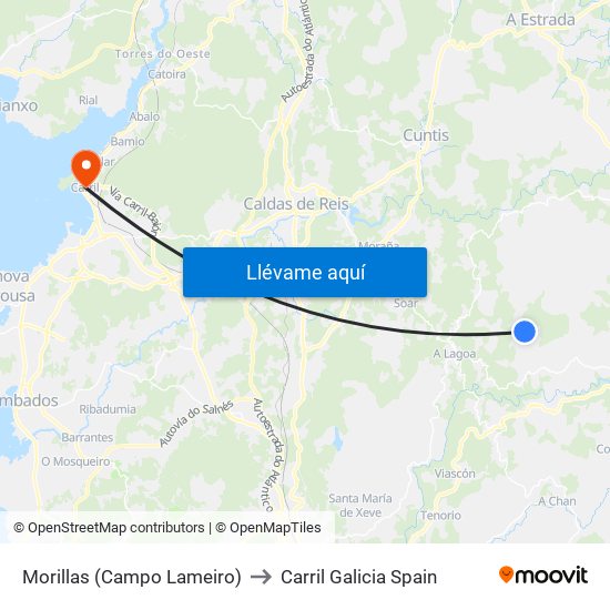 Morillas (Campo Lameiro) to Carril Galicia Spain map