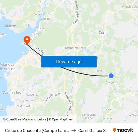 Cruce de Chacente (Campo Lameiro) to Carril Galicia Spain map