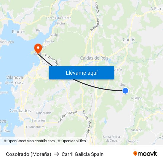 Cosoirado (Moraña) to Carril Galicia Spain map