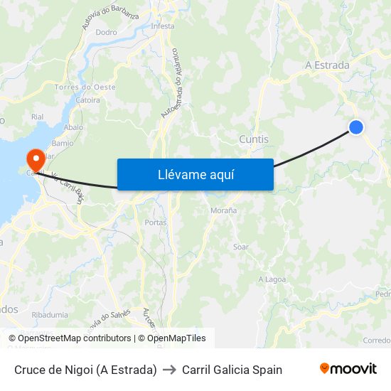 Cruce de Nigoi (A Estrada) to Carril Galicia Spain map