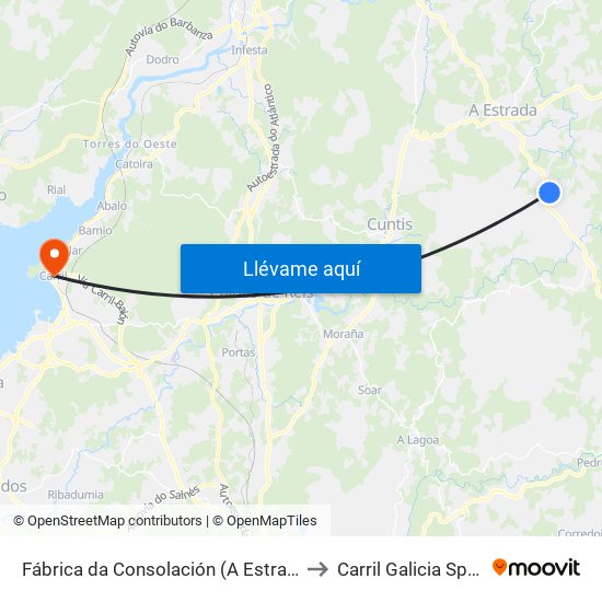 Fábrica da Consolación (A Estrada) to Carril Galicia Spain map
