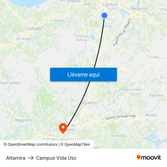 Altamira to Campus Vida Usc map