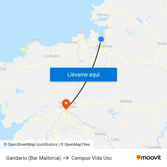 Gandarío (Bar Mallorca) to Campus Vida Usc map