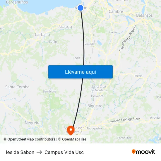 Ies de Sabon to Campus Vida Usc map