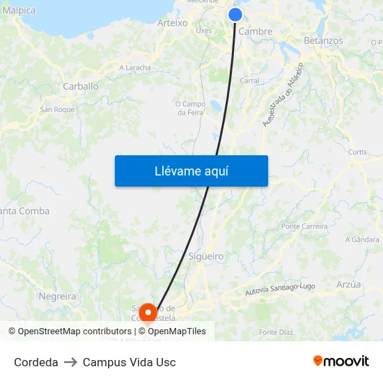 Cordeda to Campus Vida Usc map