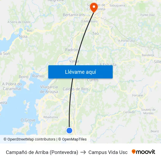 Campañó de Arriba (Pontevedra) to Campus Vida Usc map