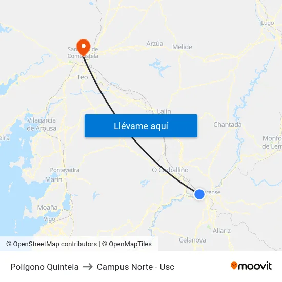 Polígono Quintela to Campus Norte - Usc map