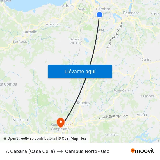 A Cabana (Casa Celia) to Campus Norte - Usc map